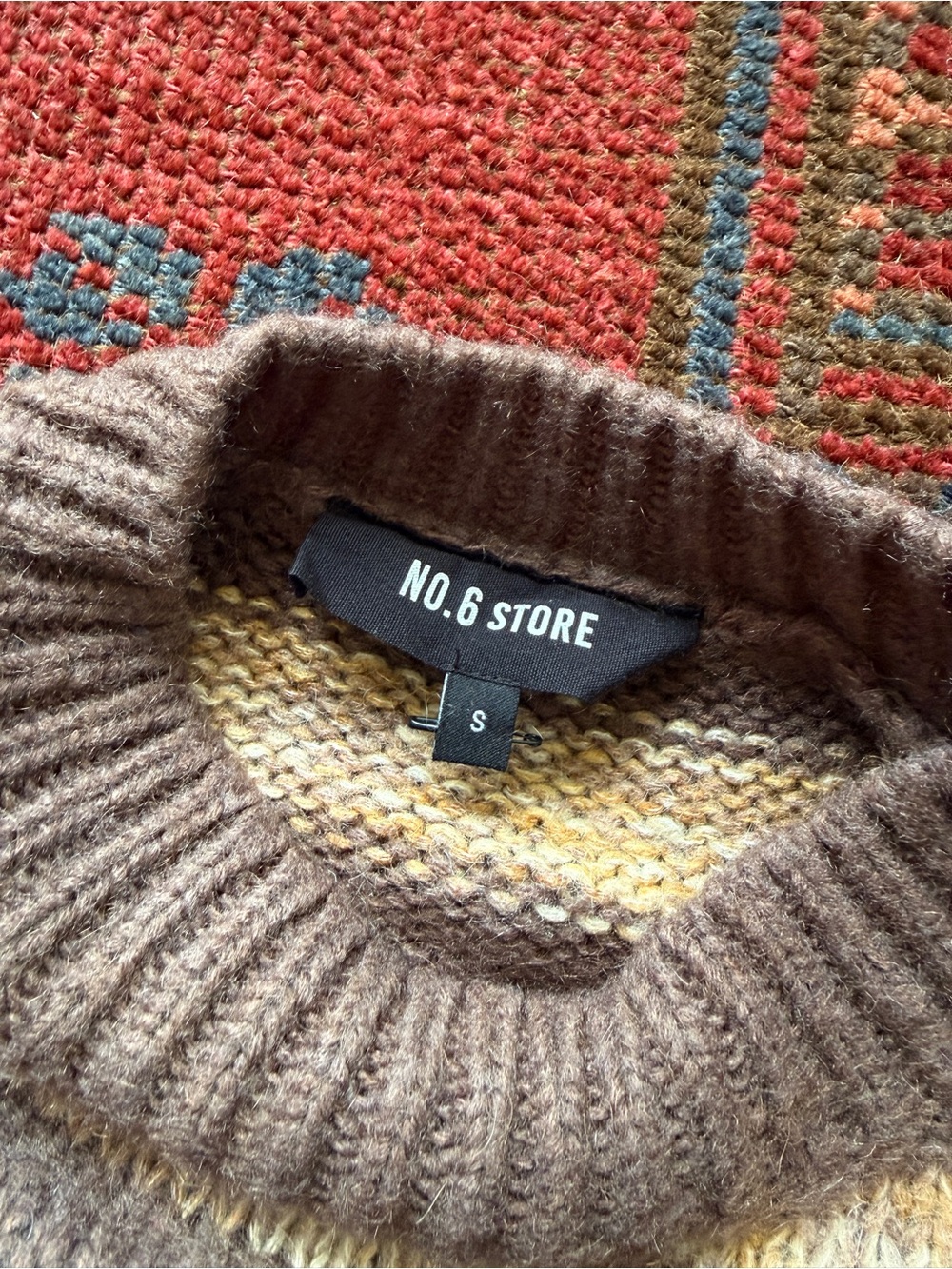Striped Crewneck Sweater in Brown, Red & Gray - Women - Picture 3 of 4